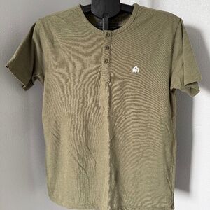 Into the AM Men's Short-Sleeve Henley - Olive Green - Size Medium